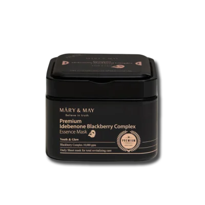 Tканинні маски з антиоксидантами(ідебеноном та ожиновим комплексом) Mary&May Premium Idebenone Blackberry Complex ESSENCE Mask
