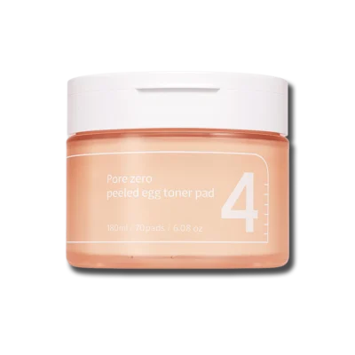Тонер-педи для обличчя для очищення пор, видалення ороговілих клітин і вирівнювання текстури шкіри Numbuzin No.4 Pore Zero Peeled Egg Toner Pad 190ml