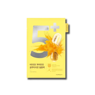 Маска-шит, що освітлює шкіру, вирівнює тон, зменшує темні плями та надає сяйва Numbuzin No.5+ Glutathione Vitamin Concentrated Mask